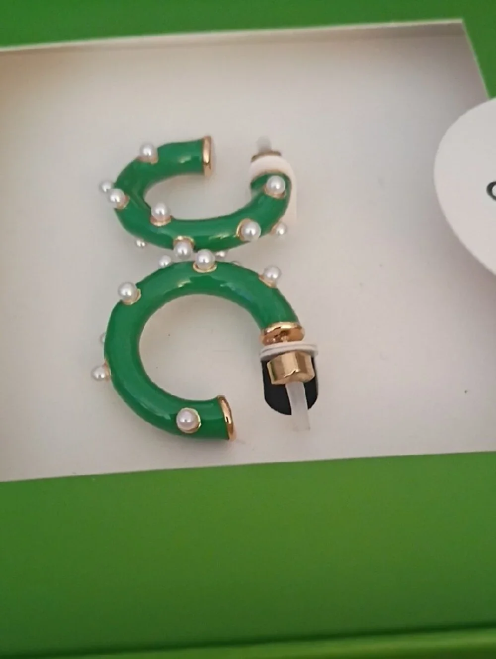 kate spade x Target Green Enamel Earrings with Pearlesque Accents